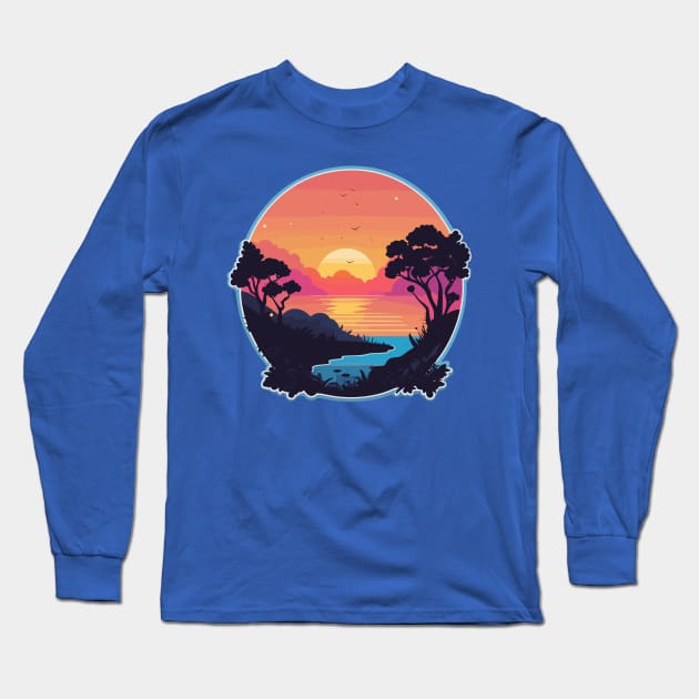 sunset heart Long Sleeve T-Shirt by abdellahyousra